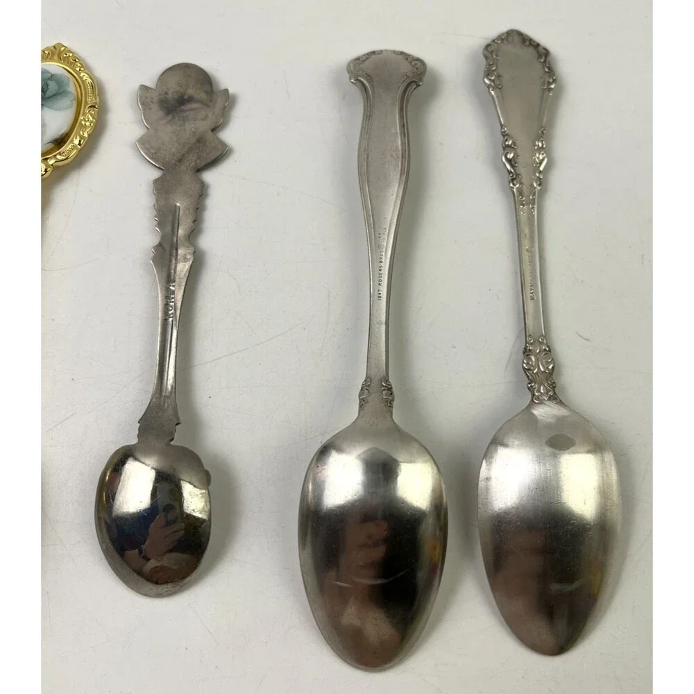 Vintage Lot Of 8 Variety of Mini Decor Spoons Some Silver Plated